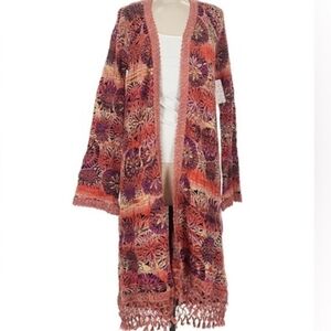 Free People Coachella Floral Knit Duster Cardigan